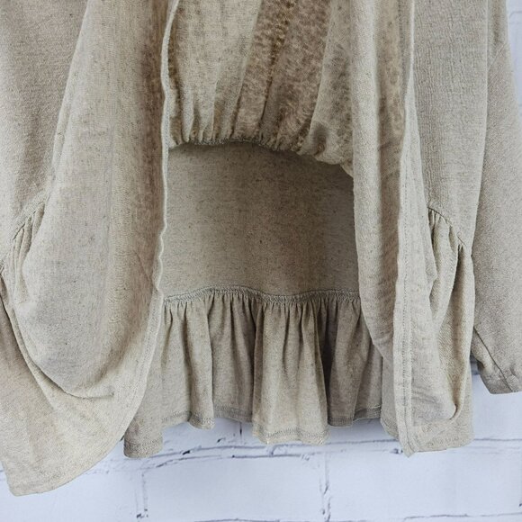 FP Beach Ruffle Linen Blend Shirt Top Blouse Womens M Short Sleeve Boxy Oversize - Picture 10 of 10